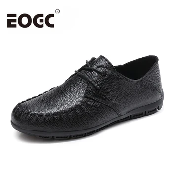 

size 38~48 full Grain leather men shoes Handmade Men casual shoes Lace-Up black leather shoes Men loafers