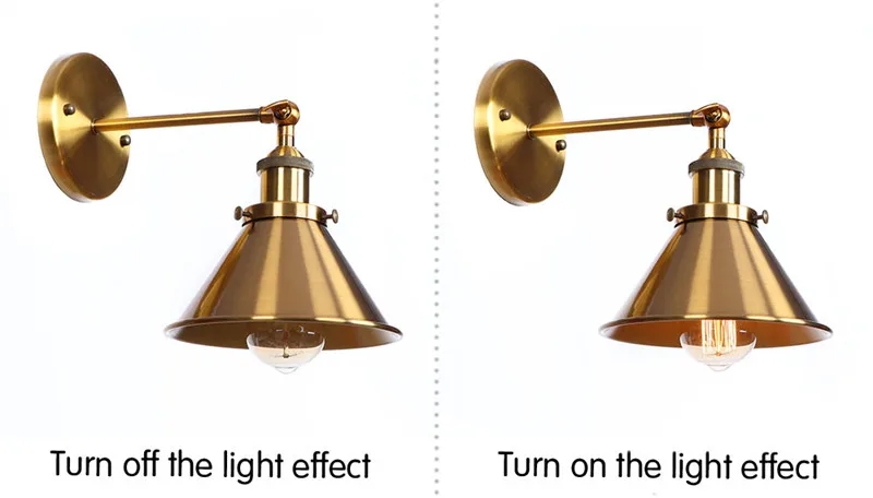 Лофт Стиль бронза Утюг бра Эдисон промышленного Винтаж светодиодный настенный светильник простой настройки прикроватные бра Освещение в