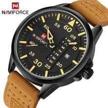 Top Luxury Brand NAVIFORCE Hombres Deportes Relojes del Cuarzo de Los Hombres Fecha Reloj Hombre Militar Del Ejército Del Reloj Del Relogio masculino de Cuero