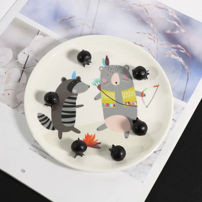 

Melamine Cute Cartoon Plate Imitation Porcelain Tableware Dessert Dish Child Breakfast Salad Plate Outdoor Tableware