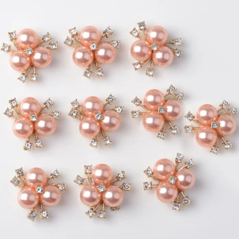 

10 Pieces Women Elegant Fashion Rhinestone Necklace Ornaments Pearl Charms Earrings DIY Sewing Buttons Rose gold