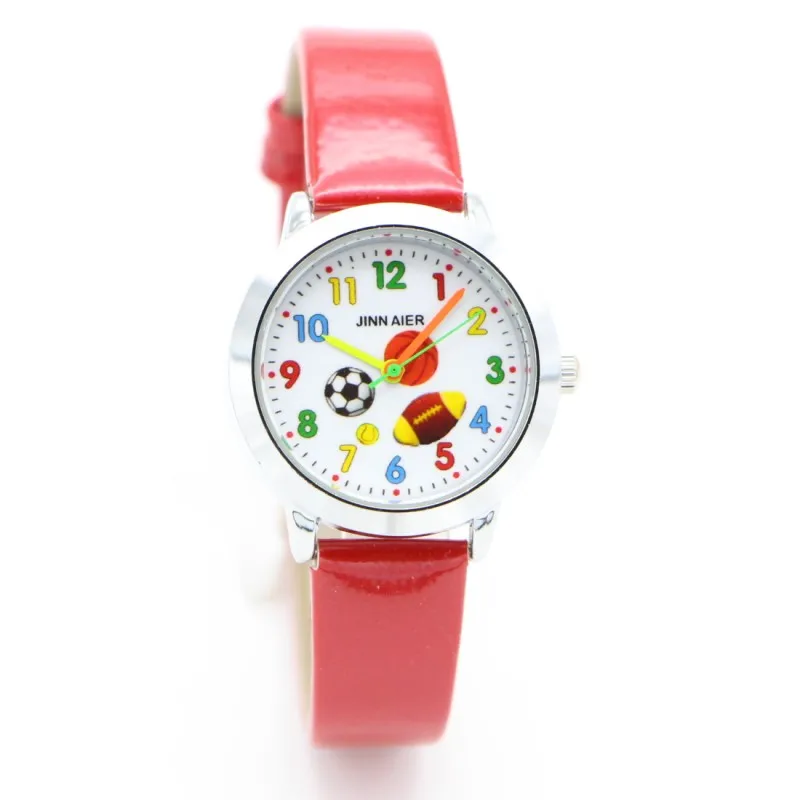 Новинка, модные детские часы с 3D рисунком футбола, детские часы для мальчиков, повседневные кварцевые наручные часы Montres Relogio kol saati - Цвет: red