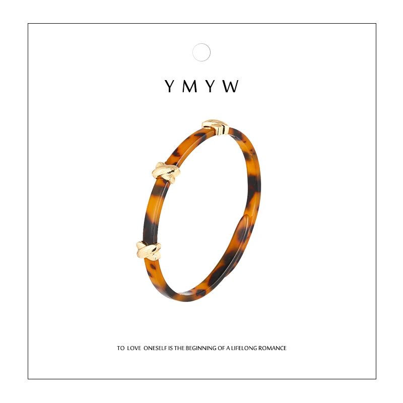 

YMYW Fashion Lepard Print Acitic Acid Bracelets & Bangles Geometric Unique Acrylic Accessaries Women Holiday Charm Jewelry Gifts