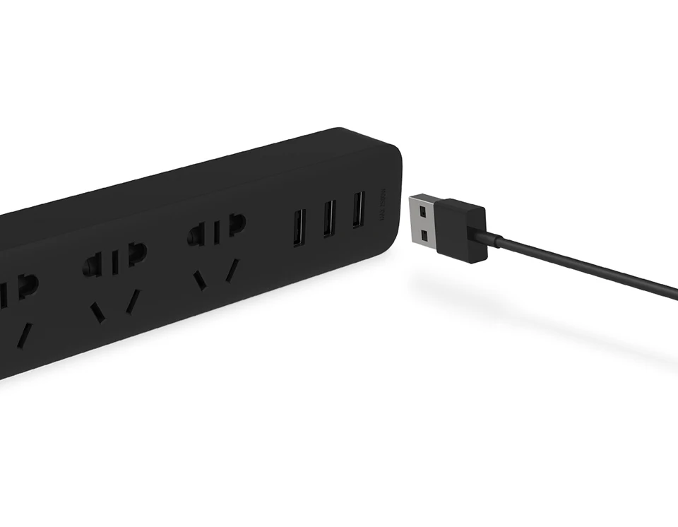 Original Xiaomi Mijia Smart Power Strip 3 2A Fast Charging USB Ports + 3 Sockets Xiaomi Xiaom MI Smart Home Black With Adapter (3) 