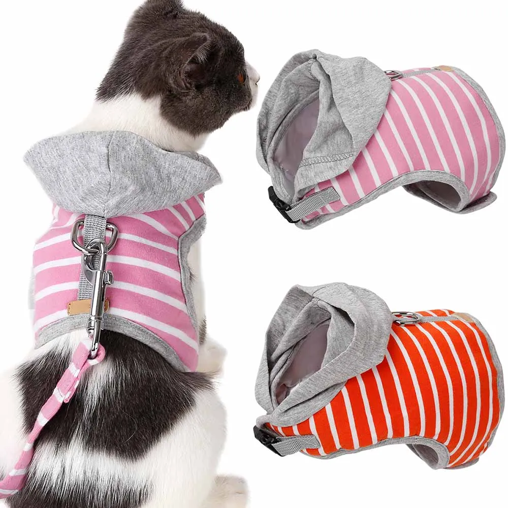 

Stripe Cat Harness And Leash Set Oxford Kitten Puppy Dogs Vest Harness Leads Pet Clothes For Small Dogs