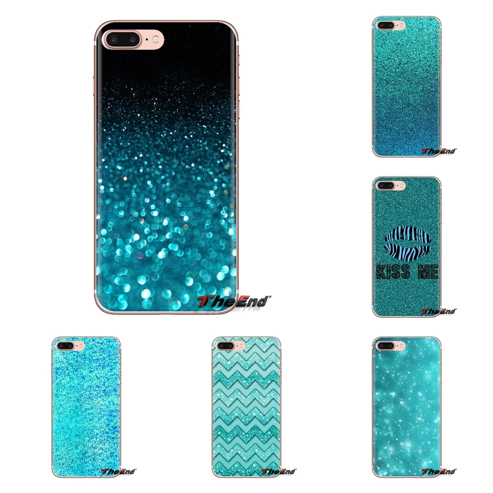 

Teal Blue Glittering Background For Huawei G7 G8 P7 P8 P9 P10 P20 P30 Lite Mini Pro P Smart Plus 2017 2018 2019 TPU Shell Covers
