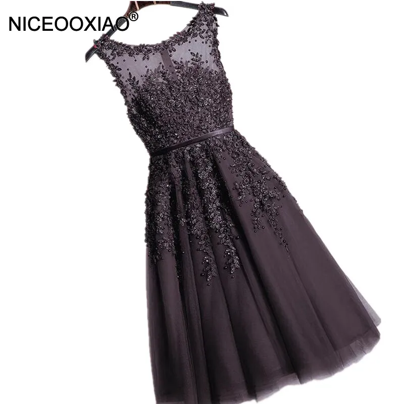 Weddings & Events Verantwortlich Niceooxiao Kleid Tee-länge Medium Lange Abendkleid Schwarz Spitze Applique Party Formales Kleid Wedding 2018 Robe De Soiree Ein BrüLlender Handel