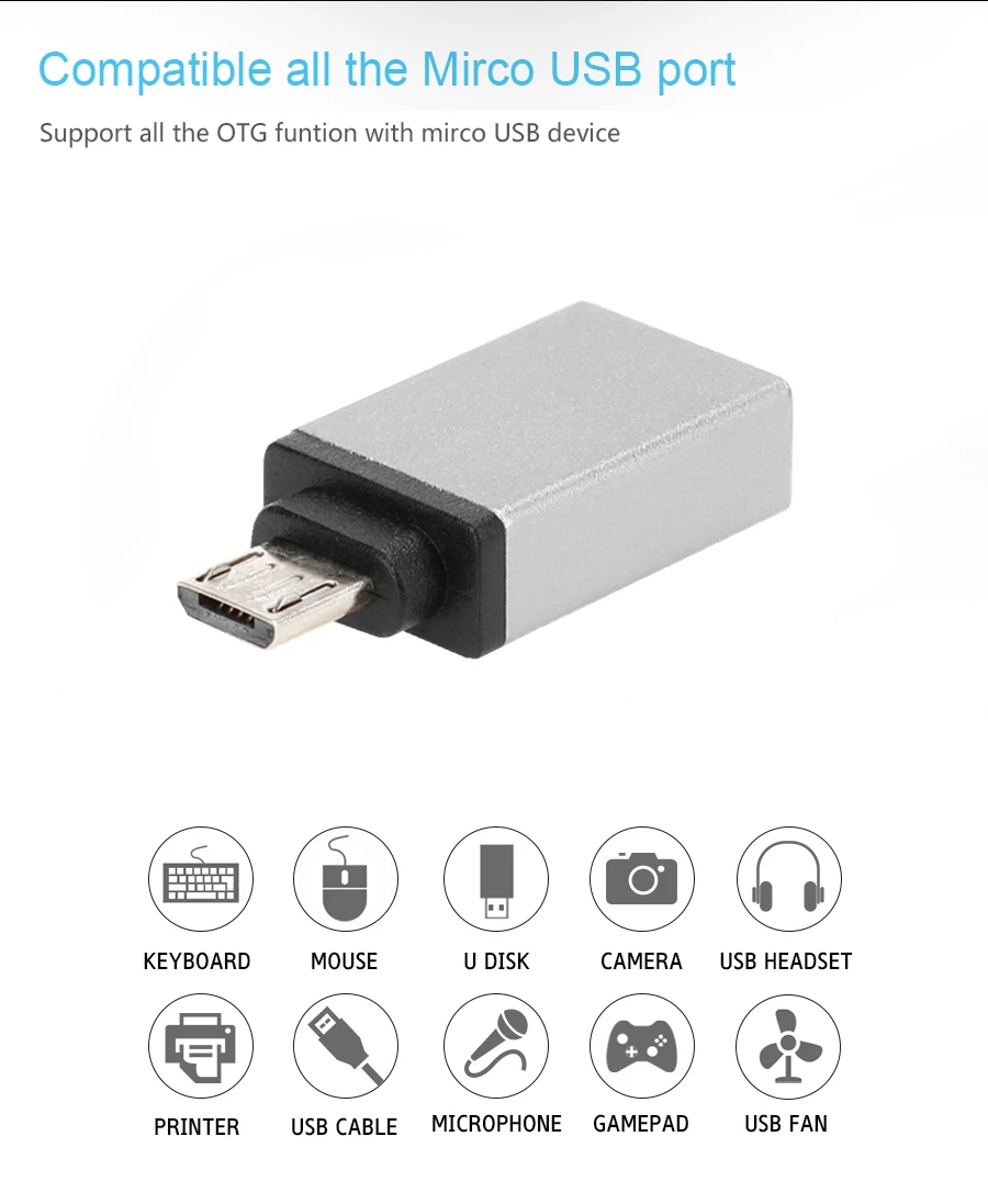 Микро USB к USB OTG адаптер папа к USB 2,0 микро адаптер конвертер для samsung Xiaomi LG huawei Android мобильных телефонов