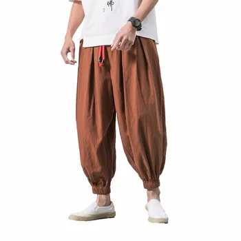 

Brand Linen Harem Pants 2019 Men Jogger Pants Men Cotton Loose Trousers Male Chinese Traditional Harajuku pantalon homme 5XL