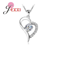 Conjunto de COLLAR COLGANTE de colecciones a granel 925 Color plata esterlina zirconia cúbica corazón colgante collar señora joyería Accesorios(China)