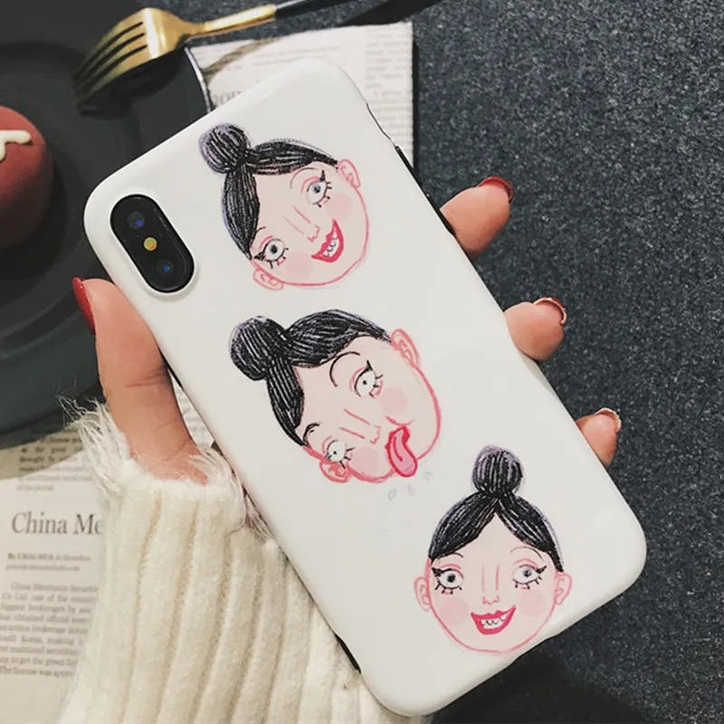 New Funny case for iphone X Phone Case Cute funny face grimace Soft TPU