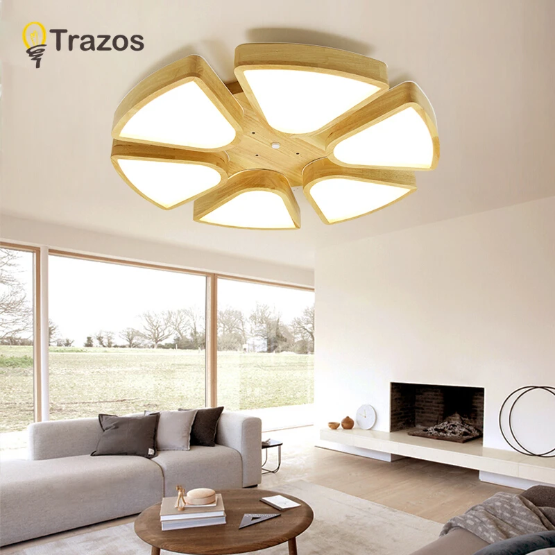 

TRAZOS Modern LED Wood Ceiling Lights In Round Shape lamparas de techo For Bedroom Balcony Corridor Kitchen Lighting Fixtures