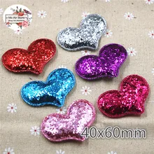 6CM heart Non-woven patches glitter Felt Appliques for clothes Sewing Supplies DIY craft ornament trendy non stick diy ornament