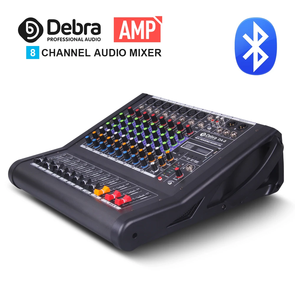 

Good quality, Clean sound!!8Channels 250*2 Watt Power Amplifie Mixer Digital Audio dj controller with 48V Phantom Power USB Slot