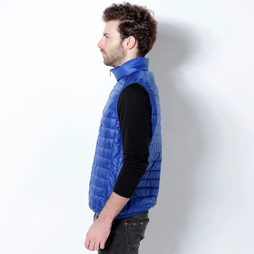 Winter Men Down Vest 90% Duck Down Outwear Sleeveless Warm Slim WaistCoat for Man