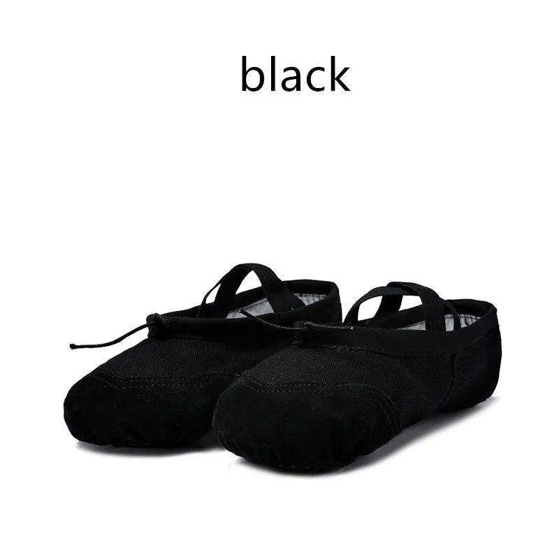 TEIJIAN/Балетки для девочек; классическая парусиновая обувь для танцев, гимнастики, йоги; Танцевальная обувь на плоской подошве; балетки - Цвет: Black