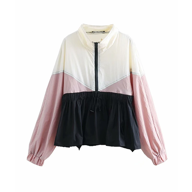 

Light Weight Pink Hoodies Women-s Spring-Summer Joggers Bomber Sweatshirts Girls Chic Hooded Pullovers Patchwork Lovely Clothes