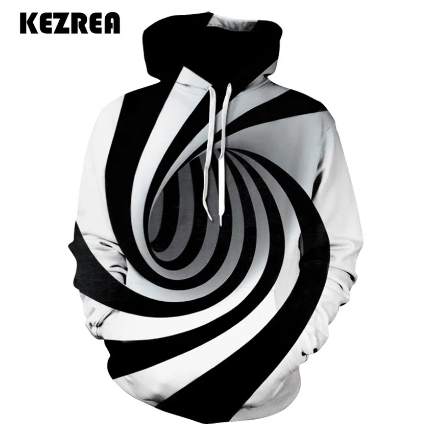 Geometric Vortex Printed Hoodies Men 3d Hoodies Black Sweatshirts Boy Jackets Pullover Fashion Tracksuits Streetwear Out Coat