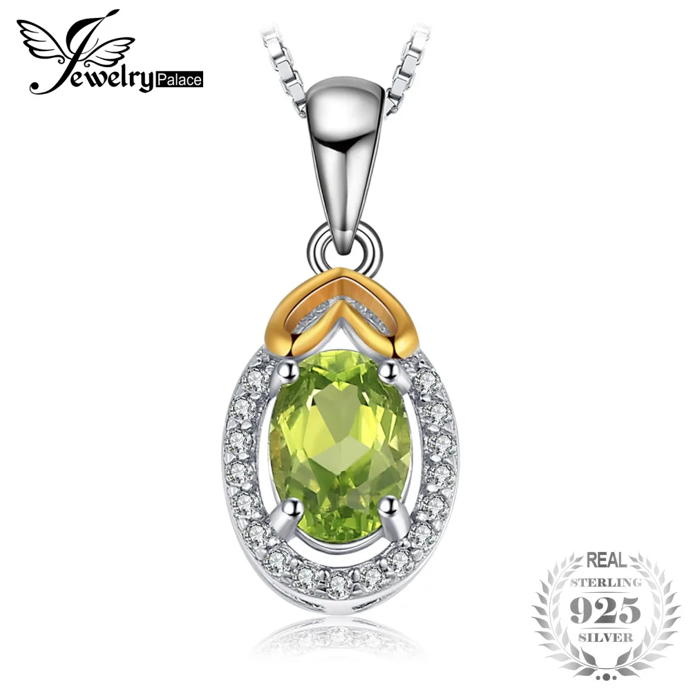 

JewelryPalace Luxry 0.97ct Genuine Oval Gemstone Peridot Pendants For Women 925 Sterling Silver Fine Jewelry Not Include Chain