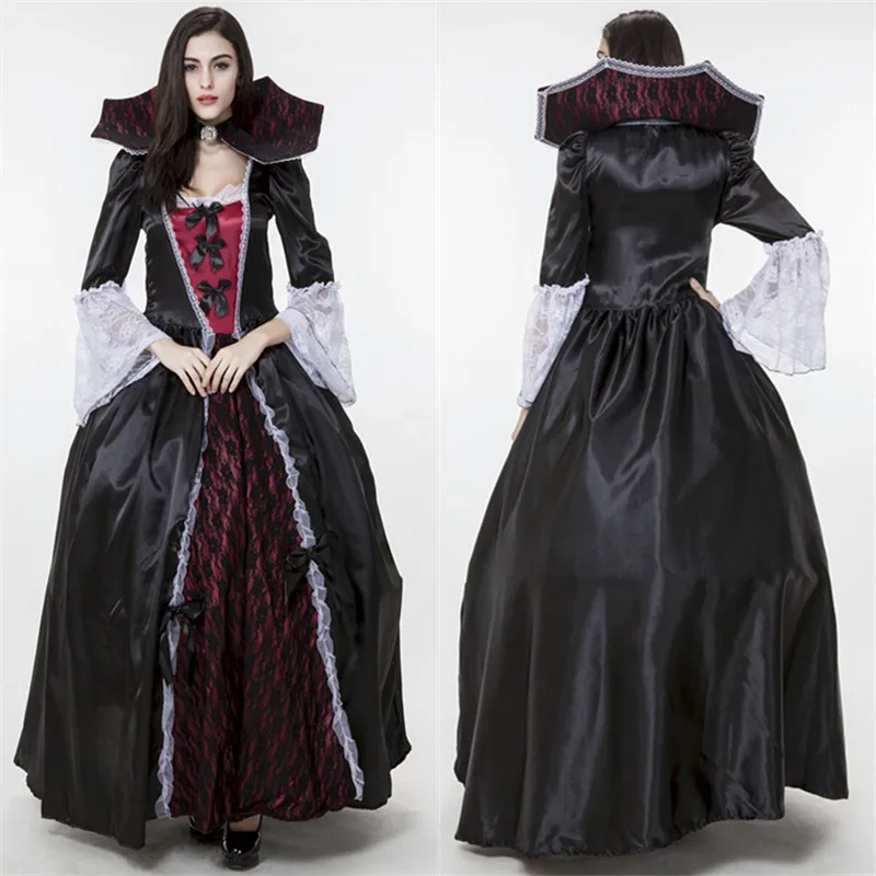 Wholesale Women Gothic Vampire Costume 3 Pieces Black Fantasy Vampire