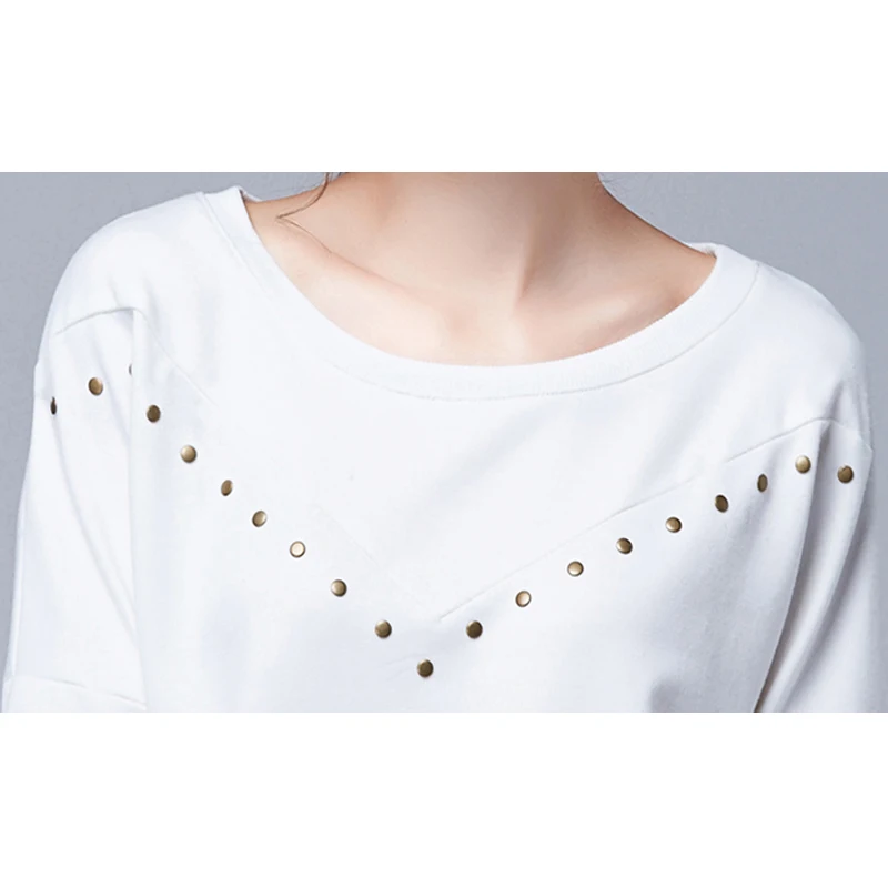 Haut mujer manche longue 2015 moda geométricas camisetas gráficas tops manga larga suelta camiseta mujer remache camiseta camisetas mujer