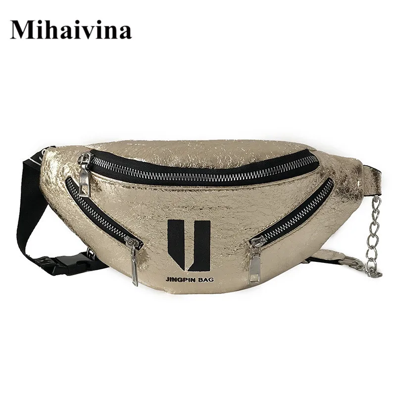 

Mihaivina Banana Fanny Pack For Women Waist Bag Leather Chest Handbag Women Waist Pack Chest Bag Chain Phone Pouch Belly Bag