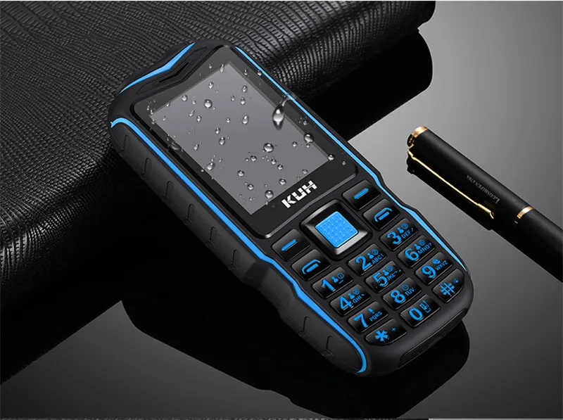 Original KUH T3 Mobile Phone Long Standby Dual Sim Cards Rugged 2.4'' Dual Flashlight 13800mAh Power Bank Big Voice CellPhone - Color: Blue