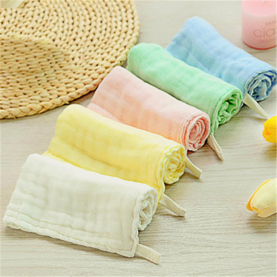 Muslin Cotton Newborn Baby Towels Bathing Luxury White Gauze Solid