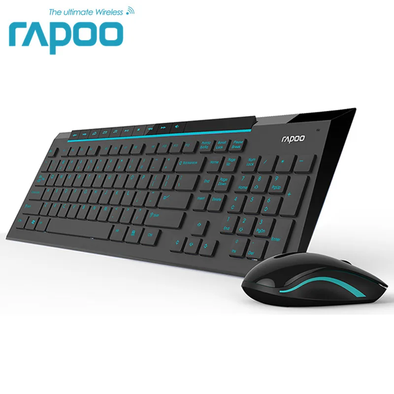 

Rapoo Multimedia Wireless Keyboard Mouse Combos with Fashionable Ultra Thin Whaterproof Silent Mice for Computer PC Gaming TV