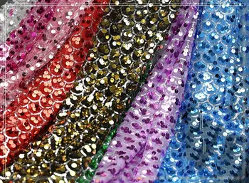 

GLace 1Y/Lot 6mm high qualtiy fish scale sequin fabric for Wedding lace dress decoration 100% Polyester afbrican fabric TX809
