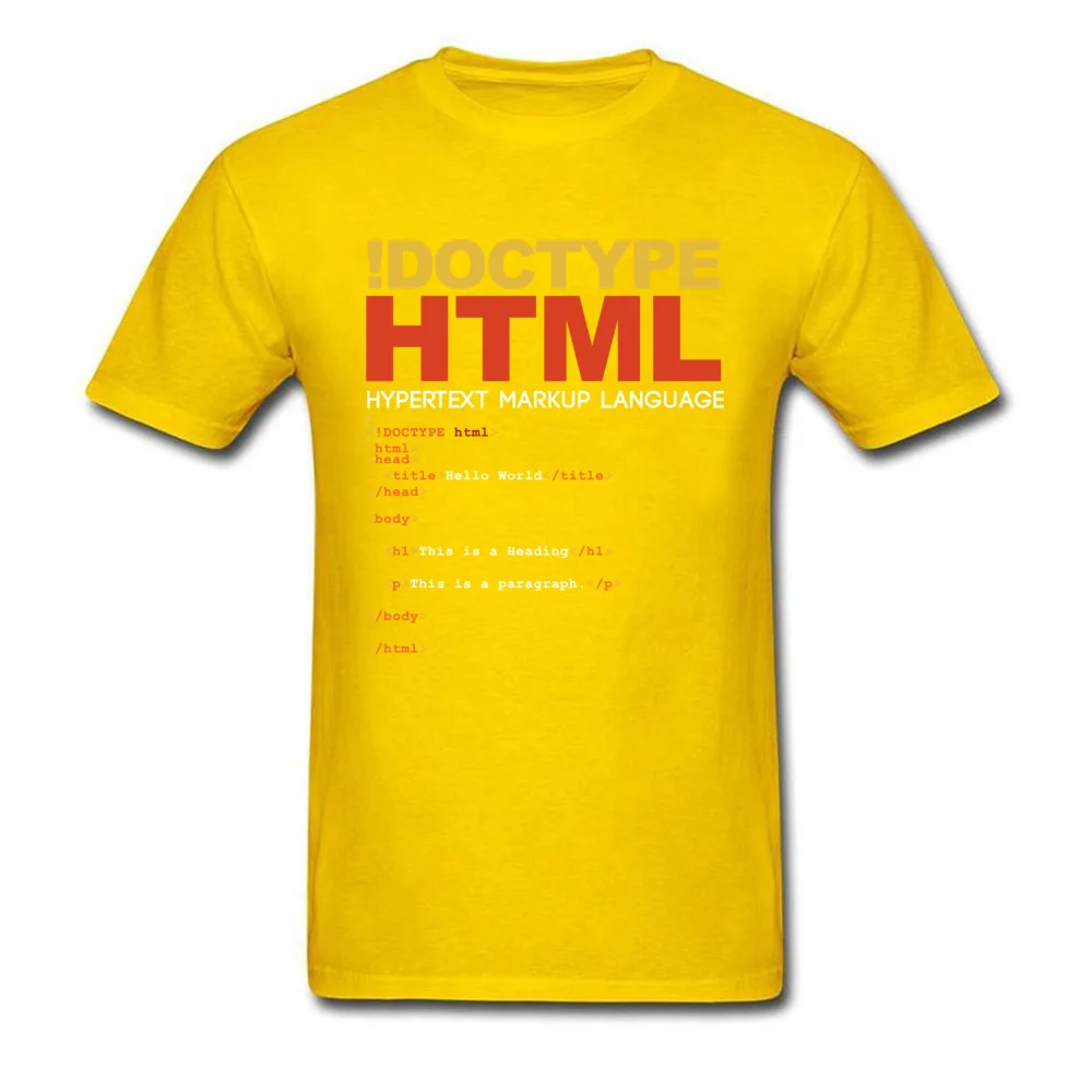 GroupCasual Short Sleeve Tops Tees Father Day Cute Crew Neck 100% Cotton Tops Shirts Men's T-Shirt HTML  Drop Shipping HTML yellow