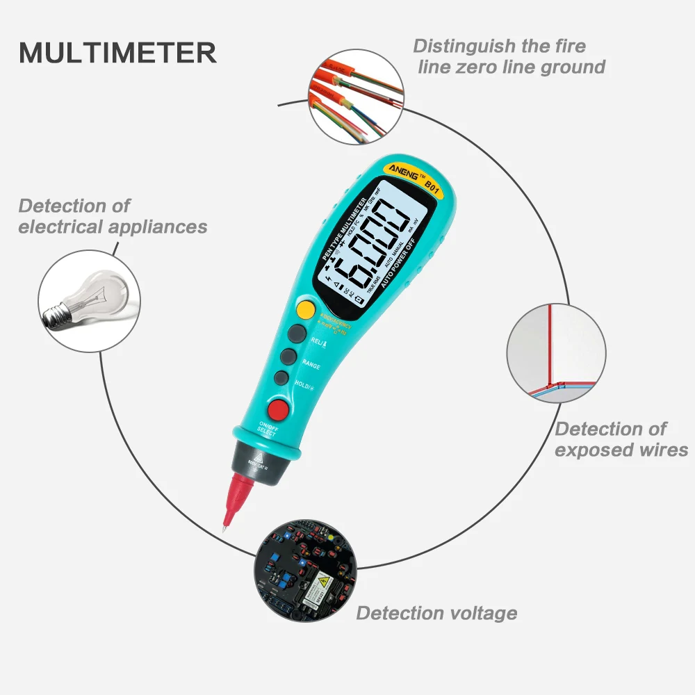 Инструмент ANENG B01 Ручка Тип мультиметр цифровой Авто-диапазон True RMS NCV 6000 Counts тестер мультиметр транзистор тестер дпс