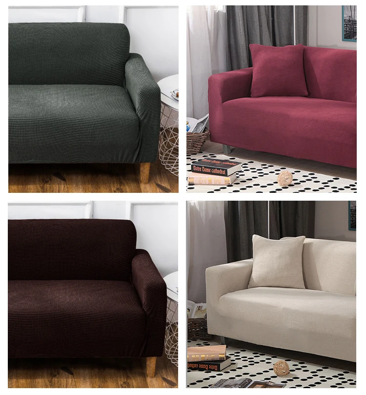 Velvet Sofa Covers for Living Room Solid Sectional Sofa Cover Elastic Couch Cover Home Decor Fundas Sofa Slipover Top Quality