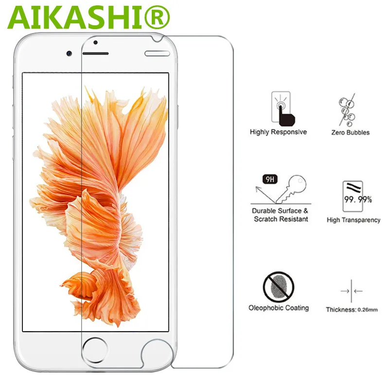 AIKASHI 2 шт. tempered glass 9 H для iphone X 8 4S 5 5S 5c SE 6 6s плюс 7 plus защита экрана Защитная пленка +