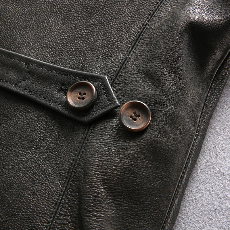 Promotion Read Description! Asian size genuine cow skin leather jacket mens vintage cowhide leather brakeman jacket