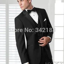 /идеальный костюм черный костюм жениха с двумя пуговицами смокинги/жениха Мужские свадебные костюмы/жениха костюмы