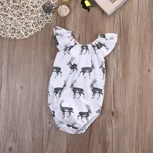 Cute Newborn Baby Girls Bodysuits Clothes Deer Short Sleeve Bodysuit Jumpsuit Cotton Baby Outfits Clothes