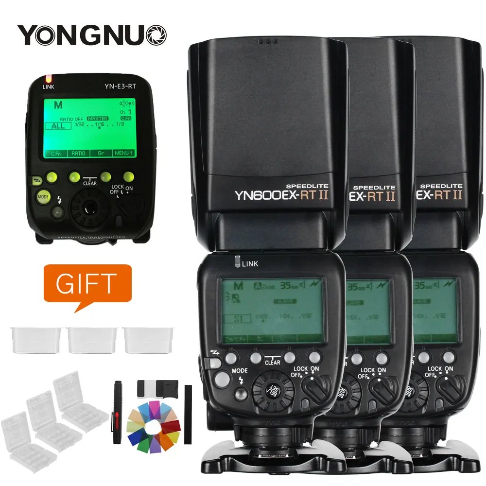 Быстрая! YONGNUO YN600EX-RT II+ YN-E3-RT Master Flash Speedlite для Canon RT радио ТРИГГЕРНАЯ система 5D3 5DII 60d 550d 650d - Цвет: 3x YN600EX add E3 RT