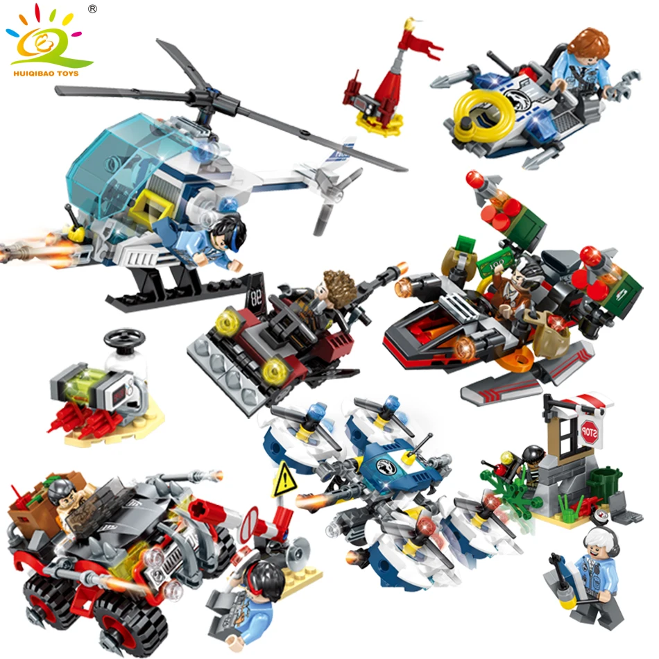 

City Police Helicopter Truck building Blocks legorreta City policemen Construction Figures Bricks Educational Toy For Children