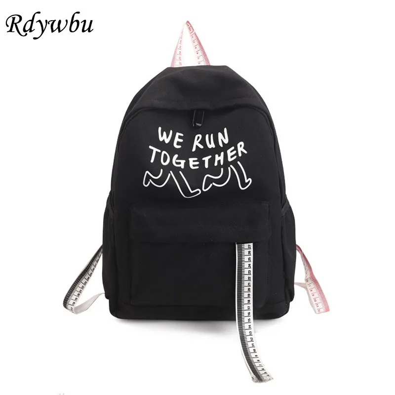 

Rdywbu Ulzzang Words Printing Backpack With Ribbons Student Creative Letters School Bag Cute Ruler Strap Travel Bag Mochila B659