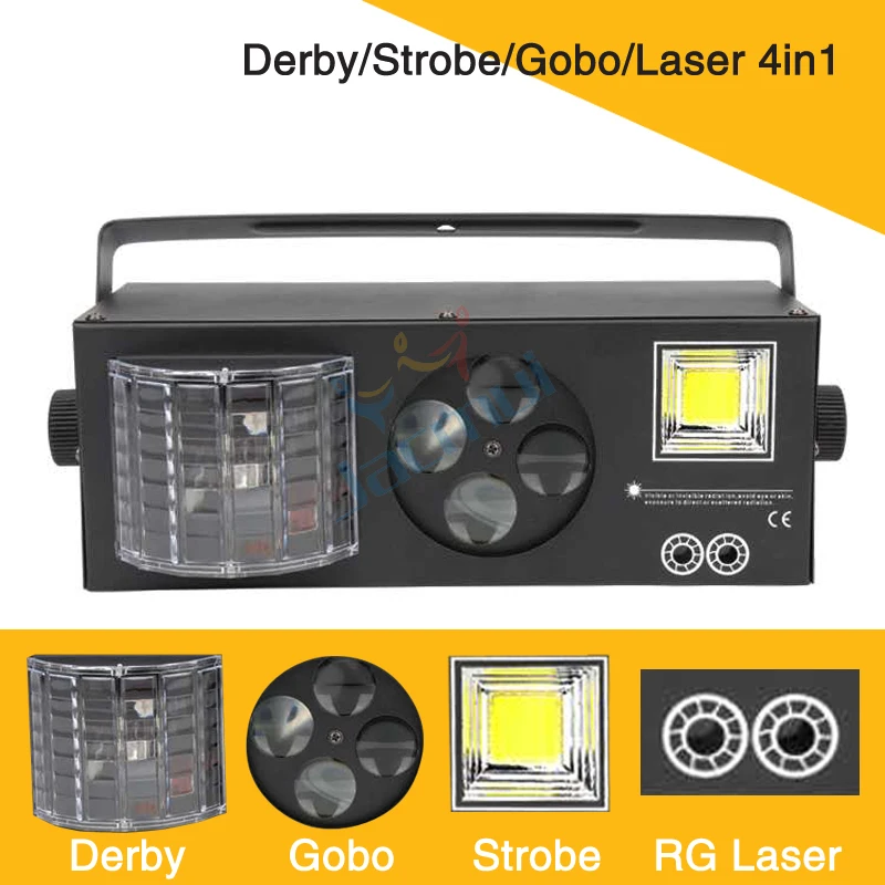 

Remote DMX Control 4in1 Strobe Gobo Laser Projector DJ Disco Lighting LED Derby Stage Effect Light For Party Wedding Event Show