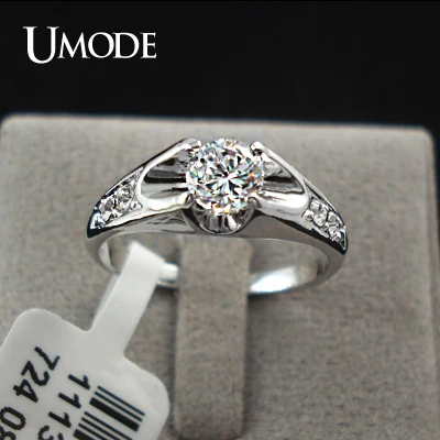 UMODE Fashion White Gold Color Mounting 0.5 ct CZ Cubic Zirconia Wedding Female Jewelry Women Rings Girls Accessories JR0064B