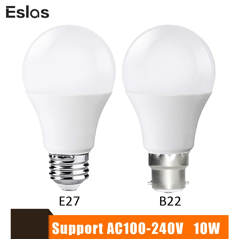Eslas светодиодный ламповый светильник E27 B22 110 В 220 в 240 В умный светильник 10 Вт 1000 лм супер яркость 6500K Светодиодный точечный светильник Bombilla