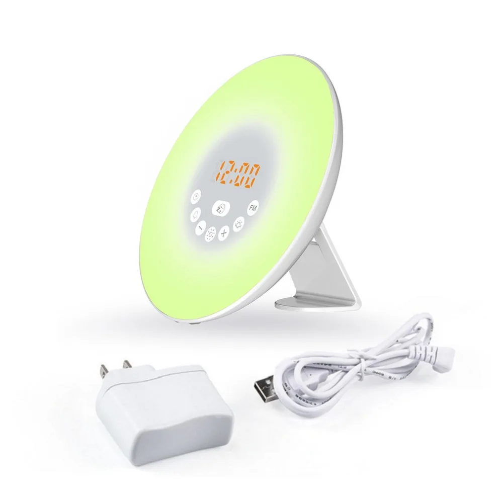 Digital LED Display Alarm Clock Simulated Sunrise Sunset Wake Up Light