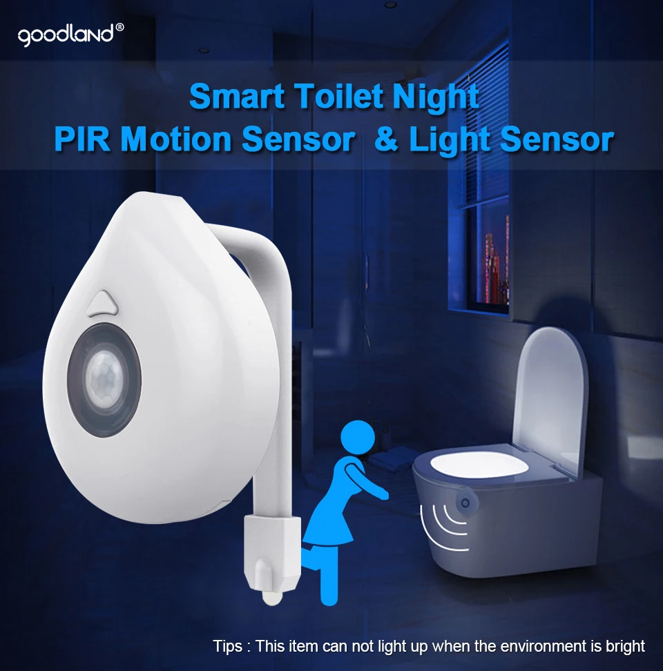  LED Toilet Light Motion Sensor Night Lamp AAA Battery Powered WC Light Real 8 Colors Changeable Bac - 32951402742