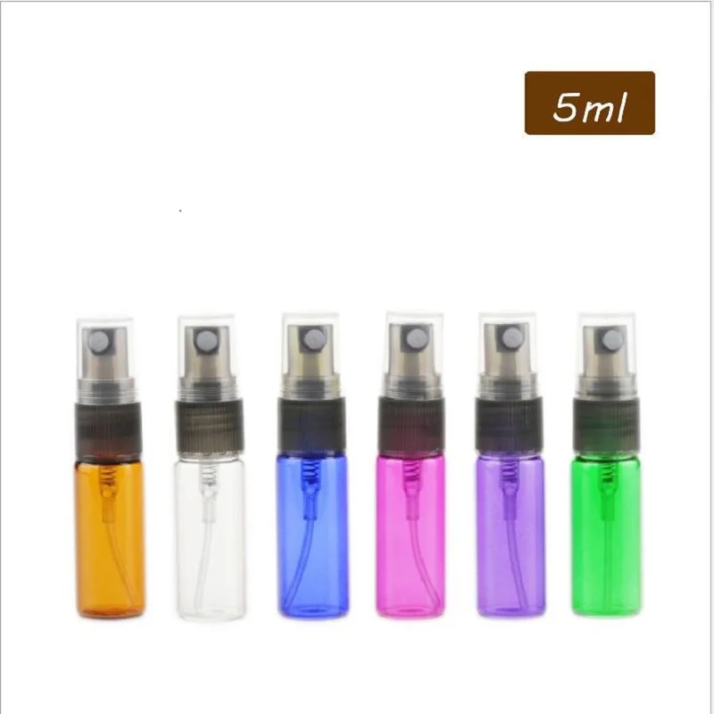 Perfume Spray Bottle 5ml 10ml Colored Glass Essential Oil Bottle Refillable Atomizer Perfume 100PcsLot Colorful Vial (3)