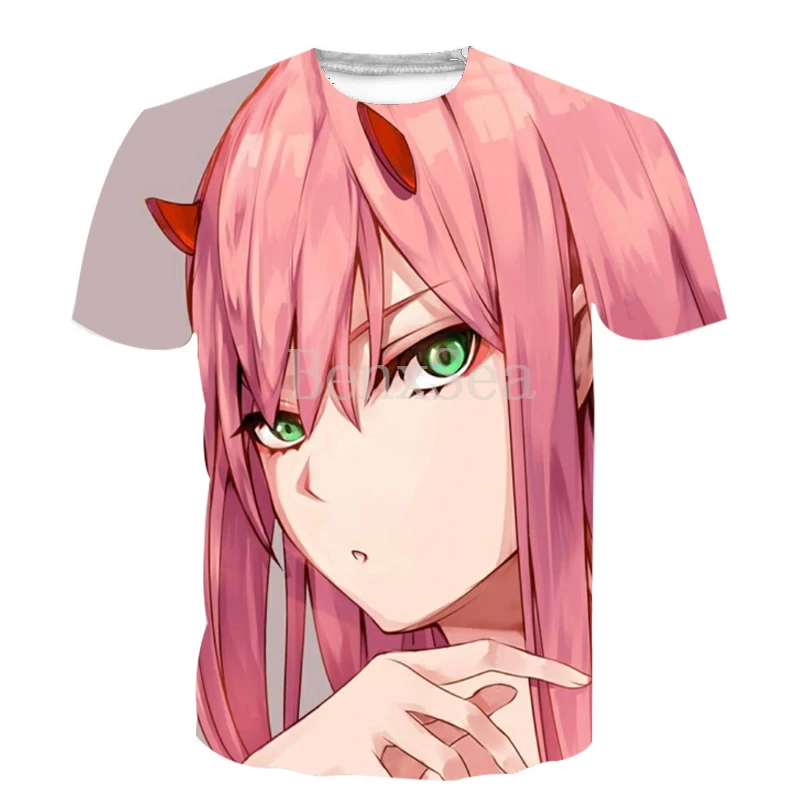 

3D Print Women Men Zero Two Darling in the Franxx Cosplay Tshirt Summer T-shirt Hip Hop Pullover Short Sleeve