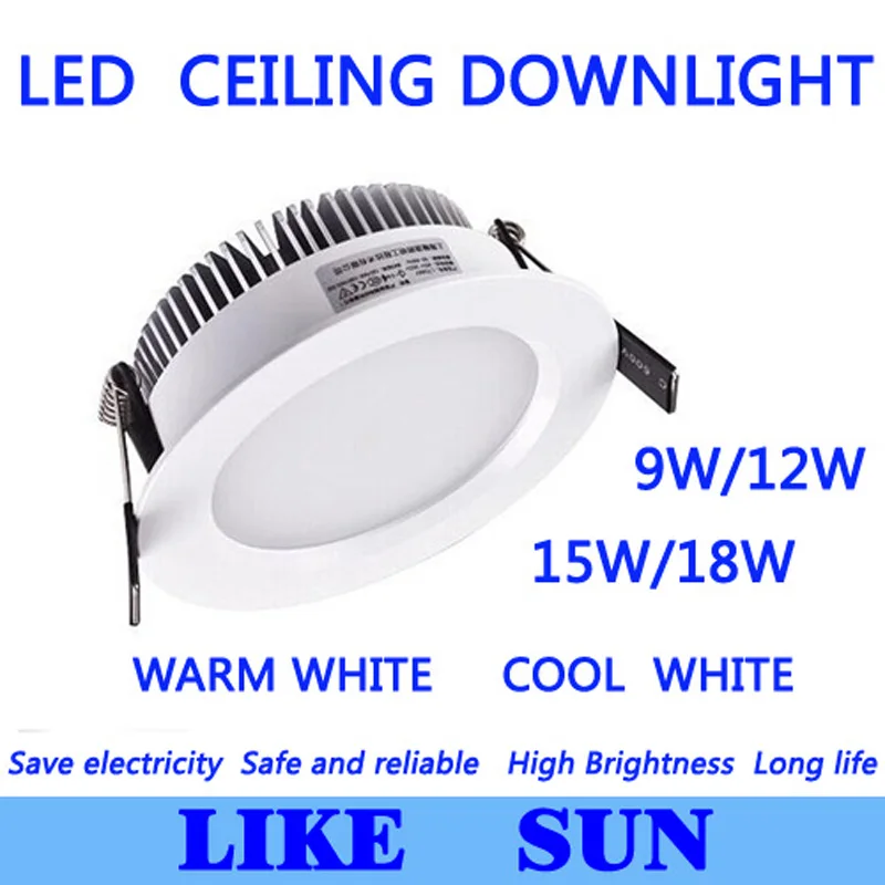 FREE SHIPPING 2014 Newest Led Recessed Downlights 9W 12W 15W 18W