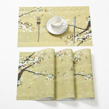 

Beautiful View Japan Style Table Mats PVC Anti-stain Adiabatic Non-slip Painting Placemats Cup Coffee Pads Coaster Waterproof