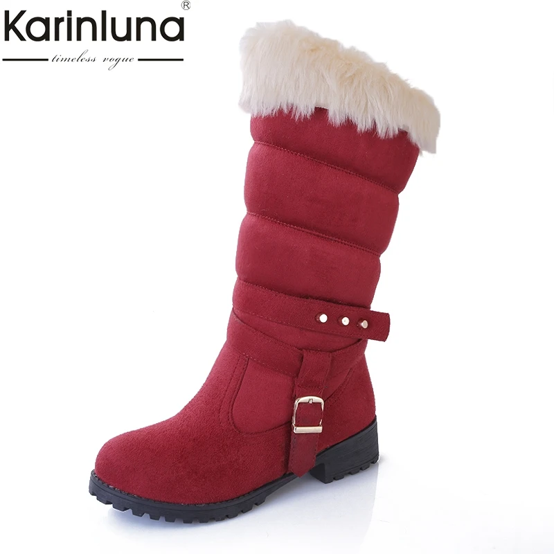 

KARINLUNA new arrivals dropship comfortable women snow Boots Shoes slip on Winter plush russia warm fur Boots shoes woman